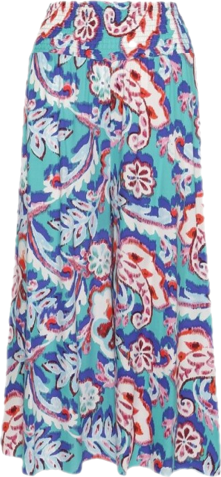 Jasnoniebieskie Wiskozowe Spodnie o Luźnym Fasonie w Kwiatowy Print Lulione