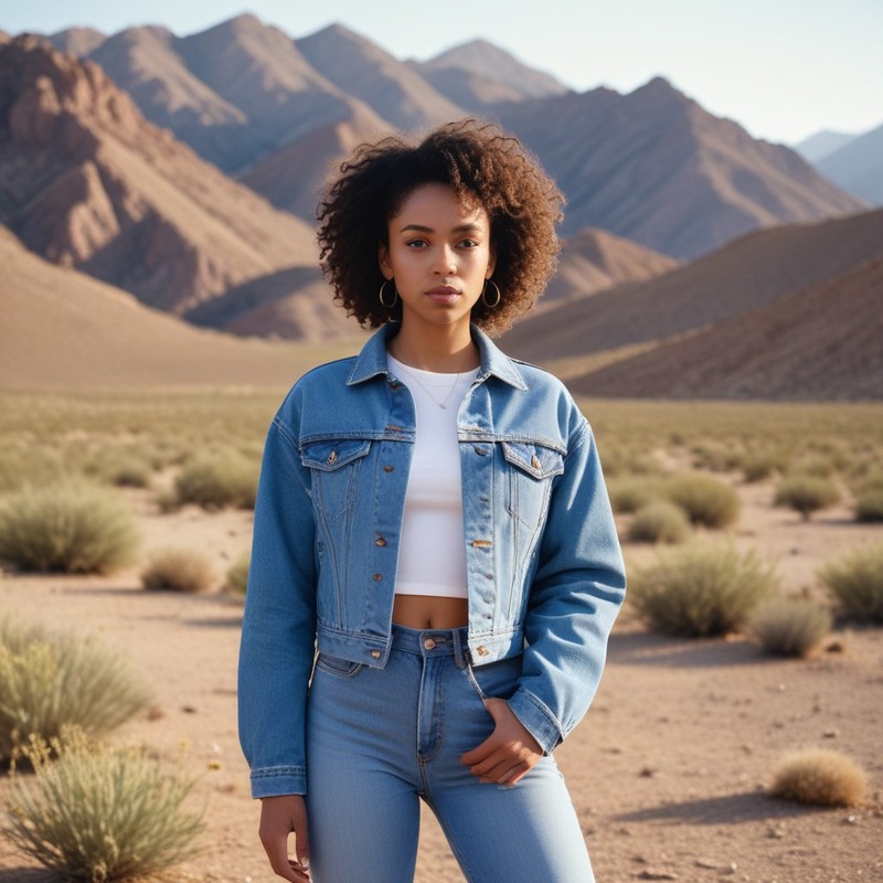A-young-curlyhaired-Black-woman-wearing-a-denim