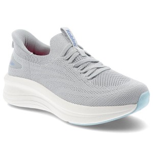 Sneakersy damskie Kobbo, cholewka z materiału tekstylnego dopasowana konstrukcja typu slip-on, szare, 102425