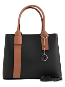 Mia Tomazzi Skórzana torebka "Argonne" w kolorze czarno-jasnobrązowym - 33 x 25 x 14 cm rozmiar: onesize