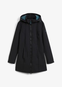 Długa, hydrofobowa kurtka funkcyjna softshell na podszewce z miękkiego polaru