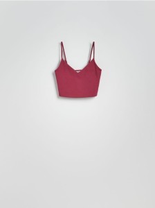 Krótki top na ramiączkach - jasnofioletowy