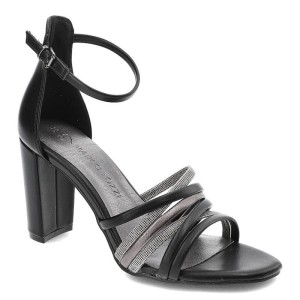 Czarne Sandały Marco Tozzi Eleganckie Buty Na Obcasie