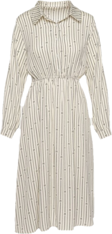 Biała Sukienka Koszulowa z Rozkloszowanym Dołem w Drobny Print Arendera