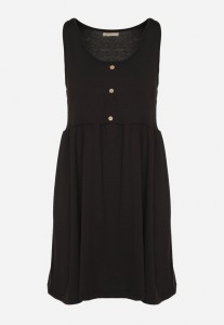 Czarna Sukienka o Rozkloszowanym Kroju na Szerokich Ramiączkach z Guzikami Jenovira