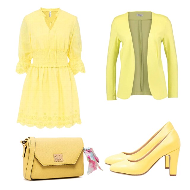 Żółta sukienka w stylu boho w roli głównej - elegancki zestaw total look