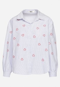 Niebiesko-Czerwona Bawełniana Koszula z Ozdobnym Haftem Doviene