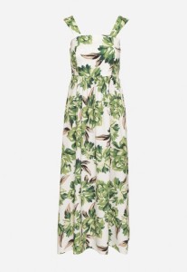 Zielona Rozkloszowana Sukienka z Wiskozą w Kwiatowym Wzór Nilarune