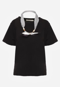 Czarny Bawełniany T-shirt Hillswor Ozdobiony Apaszką