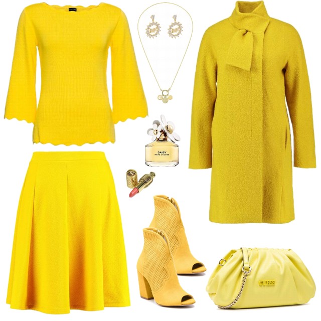 Kobieca stylizacja w kolorze żółtym