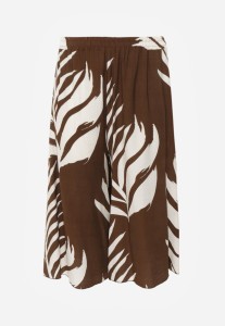 Brązowe Wiskozowe Spodnie Casual o Fasonie Culottes w Roślinny Wzór Aliope