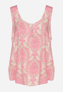 Różowo-Beżowa Bluzka z Bawełny ze Wzorem Boho Napolea