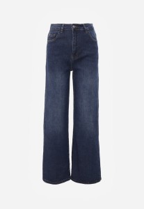Niebieskie Jeansy Wide Leg Regular Waist z Bawełną i Domieszką Wiskozy Petocea