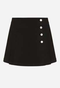 Czarne Spódnico-Szorty Jeansowe z Zakładką z Guzikami Vivirene