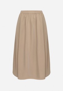 Beżowa Rozkloszowana Spódnica z Wiskozą Jenneva