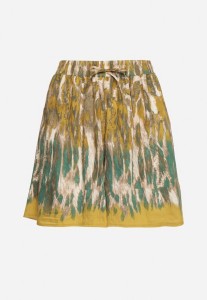 Zielono-Żółte Wiskozowe Szorty z Motywem Panterki Divonea