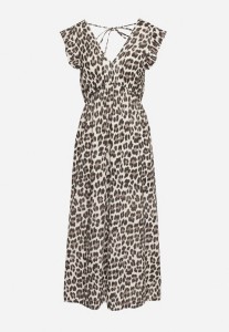 Brązowa Bawełniana Sukienka Boho Wiązana z Tyłu Brynivia