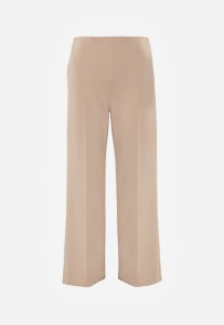 Beżowe Eleganckie Spodnie z Bawełny i Wiskozy w Kant Valelia