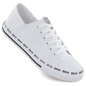 Trampki niskie eko skóra ażurowe białe Big Star FF274024