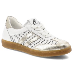 Sneakersy damskie Armodo, cholewka ze skóry naturalnej gładka konstrukcja z dekoracyjnymi wstawkami klasyczne sznurowanie niska wygodna podeszwa, bia