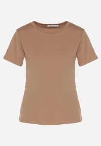 Brązowy Klasyczny T-shirt z Bawełny Lorali