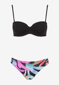 Czarne Bikini Marszczony Biustonosz i Majtki Typu Figi Salenthia