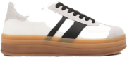 Biało-Czarne Płaskie Sneakersy Ozdobione Paskami Norili