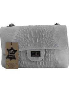 ORE10 Skórzana torebka w kolorze szarym - 28 x 16 x 8 cm rozmiar: onesize