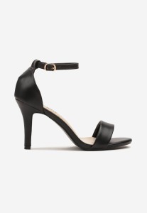 Czarne Klasyczne Sandały na Szpilce Tatanira
