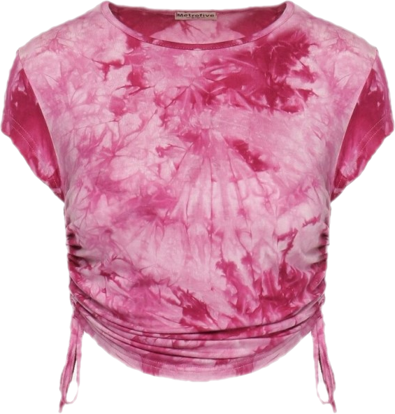 Fuksjowy T-shirt Tie-Dye z Wiskozy o Krótkim Fasonie Haliarissa