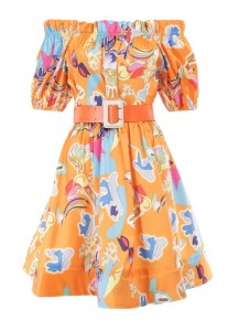 Pomarańczowa Sukienka Satynowa Theophanthe