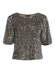 Pieces Top "Kam" w kolorze srebrnym rozmiar: S