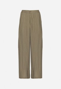 Ciemnozielone Szerokie Spodnie z Wysokim Stanem Natalania