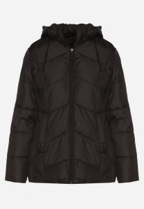 Czarna Kurtka z Szerokim Pikowaniem i Kapturem Yasidi