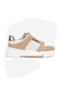 Ciemnobeżowe Sneakersy ze Wstawkami i Sznurowaniem Kamilise