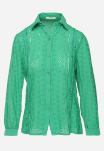 Zielona Koszula Ozdobiona Delikatnym Haftem w Rustykalnym Stylu Nersia