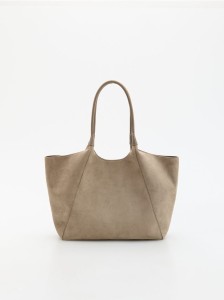 Torebka shopper z imitacji zamszu - beżowy
