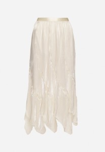 Jasnobeżowa Rozkloszowana Spódnica Ozdobiona Błyszczącą Nitką Lumerice
