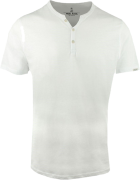T-Shirt z Dekoltem na Guziki -Pako Jeans- Lekko Melanżowa, Biała Tkanina