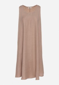 Ciemnobeżowa Rozkloszowana Klasyczna Sukienka Lunetira