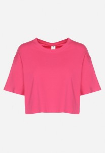 Różowy Krótki T-shirt Oversize Lilu