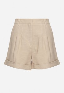 Beżowe Bawełniane Szorty Typu Bermudy z Wysokim Stanem Gerefia