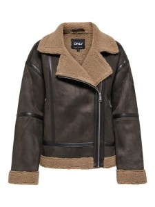 ONLY Kurtka "LIFE BOND OVERSIZJACKET" w kolorze brązowym ze skóry syntetycznej rozmiar: XS