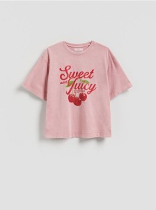 Bawełniany t-shirt oversize - różowy