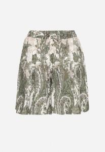 Zielone Wiskozowe Szorty z Wysokim Stanem i Motywem Roślin Orrisela